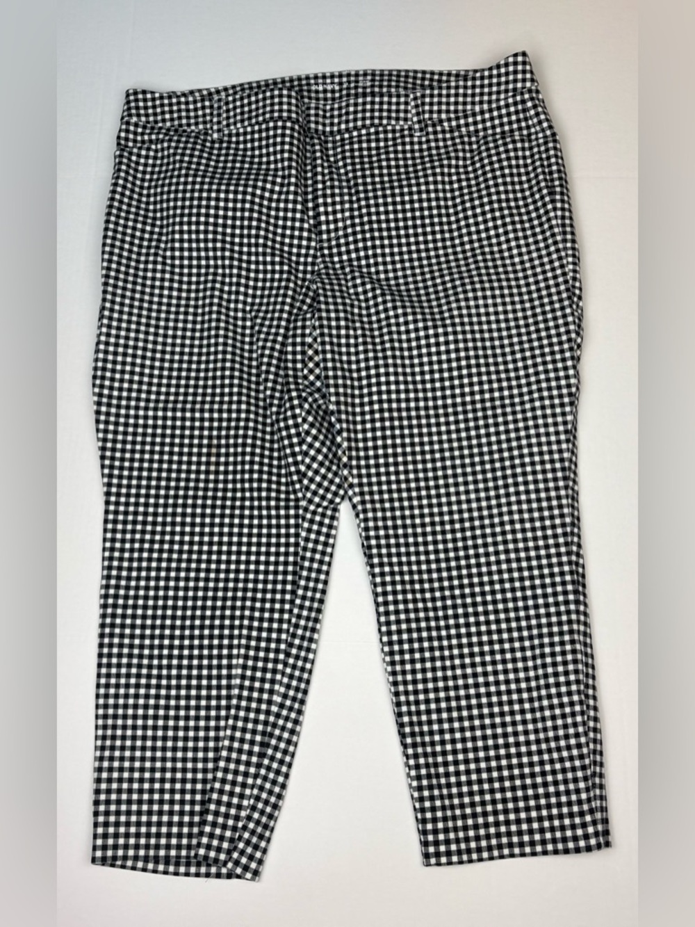 Old Navy Pixie Women 22 Pants Hi Rise Secret Smooth Gingham Black White Crop
